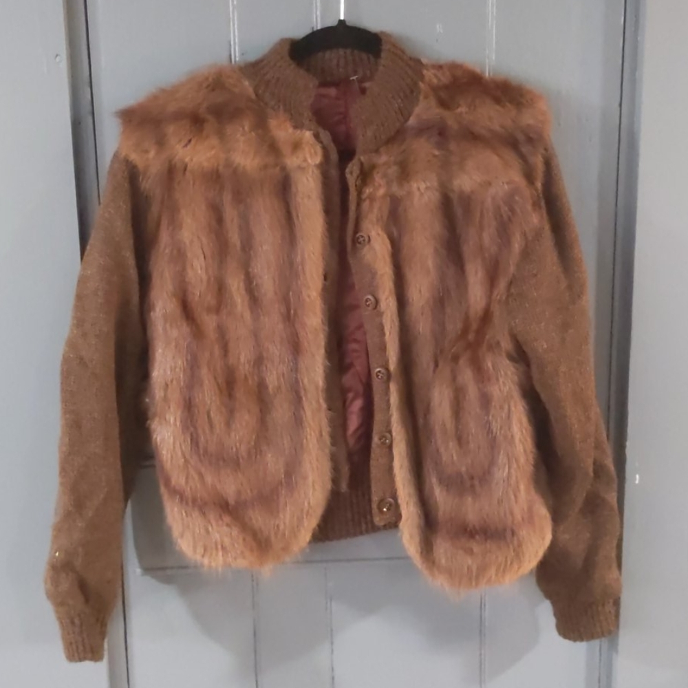 Vintage Norwegian cardi/jacket real fur